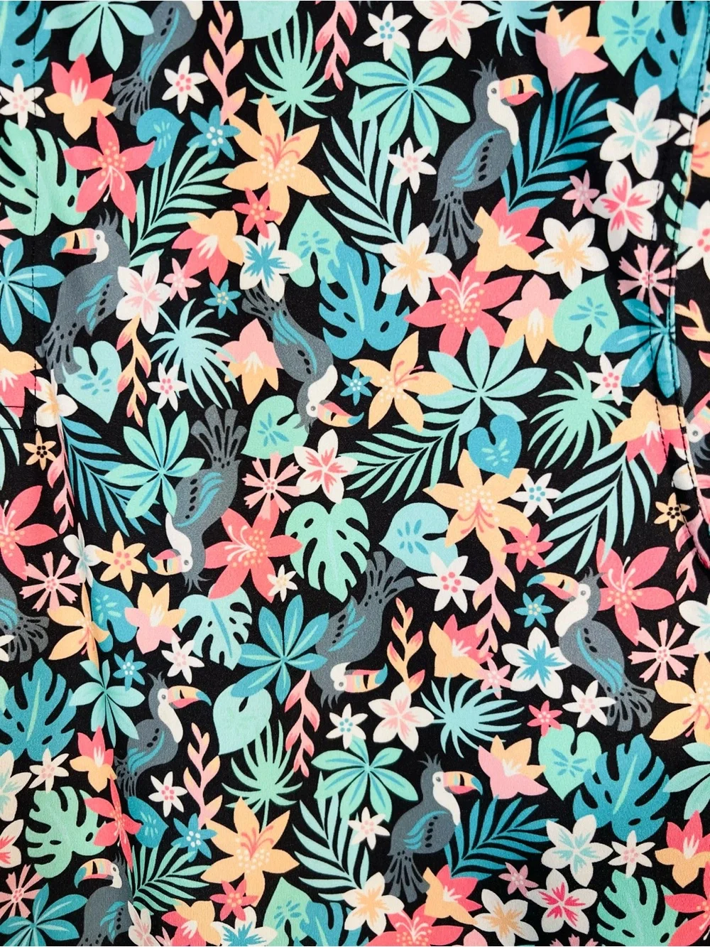 Chubbies Performance Polo Mens The Bloomerang Floral Toucan Tropical Hawaiian L